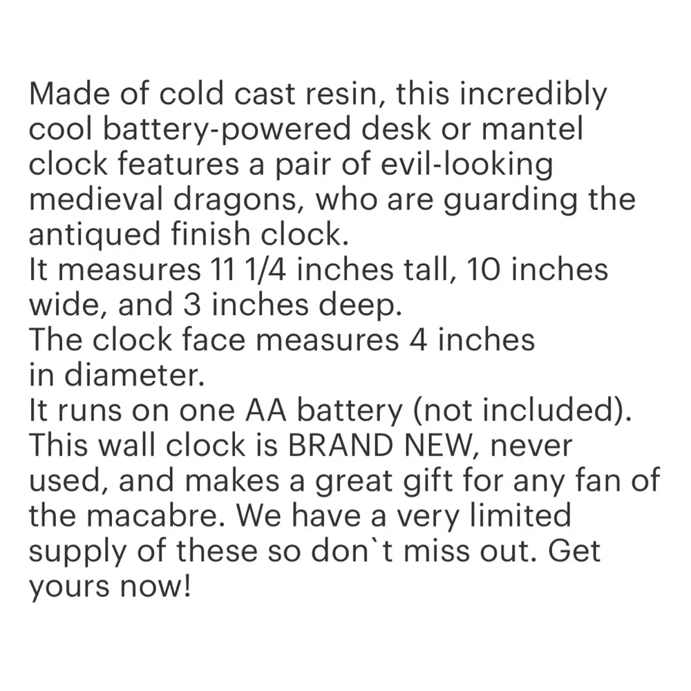 Dragon Desk Mantel Clock